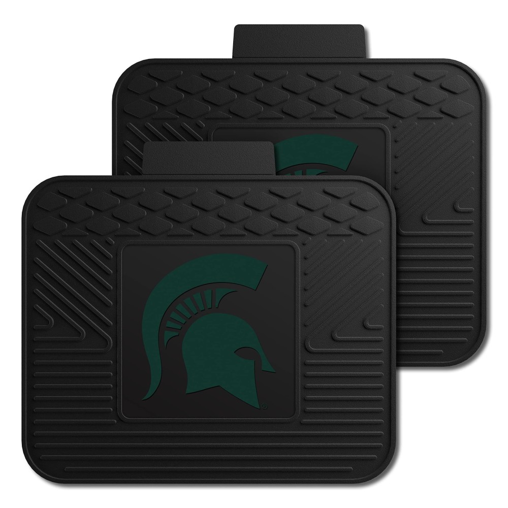 FANMATS 12262 NCAA Michigan State Spartans Back Row Utility Car Mats - 2 Piece Set, 14in. x 17in., All Weather Protection, Universal Fit, Deep Resevoir Design, Molded Team Logo