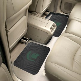 FANMATS 12262 NCAA Michigan State Spartans Back Row Utility Car Mats - 2 Piece Set, 14in. x 17in., All Weather Protection, Universal Fit, Deep Resevoir Design, Molded Team Logo