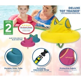 SwimSchool Deluxe Swim Trainer - Heavy Duty Toddler Swim Vest Floatie - Comfortable Sweater-Fit Design with Adjustable Safety Seat - Yellow