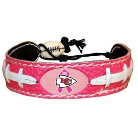 NFL Kansas City Chiefs Breast Cancer Awareness Ribbon Pink Football Bracelet