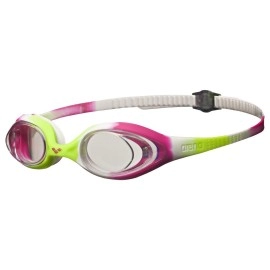 Arena Unisex Spider Junior Youth Swim Goggles For Boys And Girls, Lime Fuchsia / White / Clear, Non-Mirror Lens