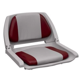 Wise 8Wd139Ls-017 Molded Fishing Boat Seat With Marine Grade Cushion Pads, Grey Shell, Greyred Cushion