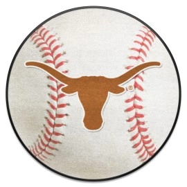 Fanmats 3177 Texas Longhorns Baseball Shaped Accent Rug - 27In. Diameter