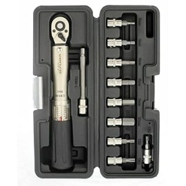 Venzo Bicycle Bike 1/4 Inch Driver - Torque Wrench Allen Key Tools Socket Set Kit 2-24Nm - Small Adjustable