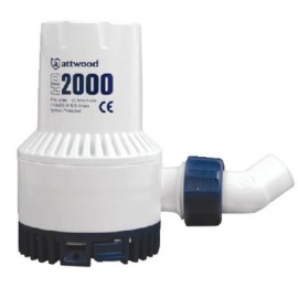 Attwood 4760-4 Heavy Duty 2,000 GPH Fully Submersible Boat Bilge Pump, White Finish