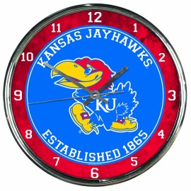 NCAA Kansas Jayhawks Chrome Clock, 12