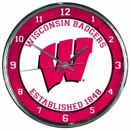 NCAA Wisconsin Badgers Chrome Clock, 12