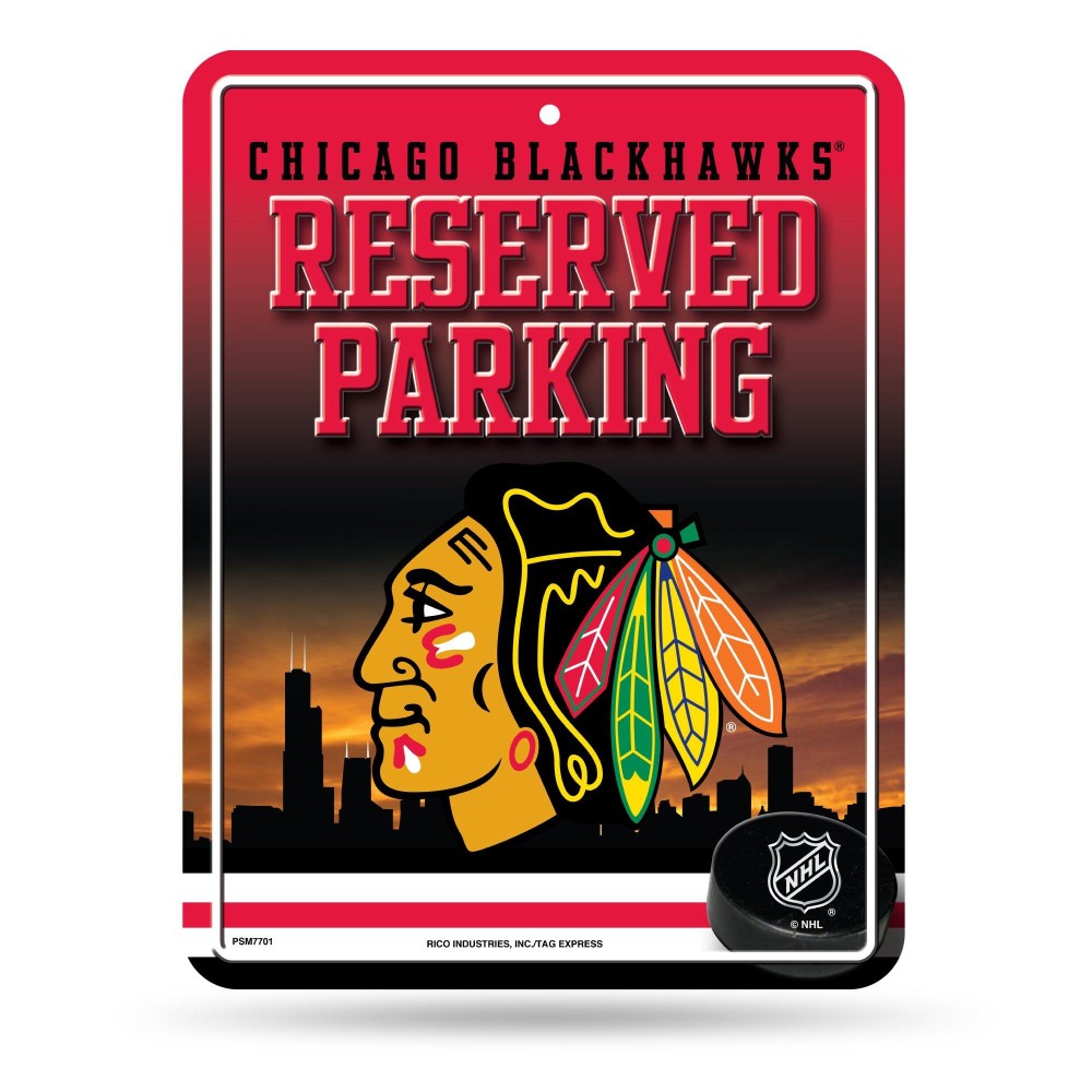 NHL Chicago Blackhawks 8.5-Inch by 11-Inch Metal Parking Sign D