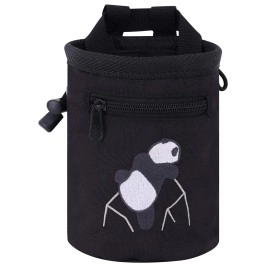 Amc Rock Climbing Panda Compact Chalk Bag With Adjustable Belt, Black