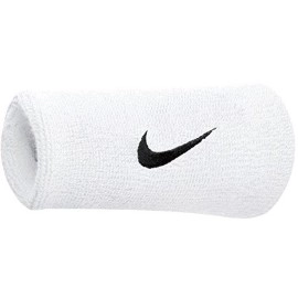Nike Swoosh Doublewide Wristbands (White/Black, Osfm)