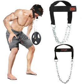 MRX BOXING & FITNESS Weight Lifting Head Harness Padded with Adjustable Strap Neck Exercise Gym Heavy Duty Metal Chain