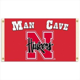 NCAA Nebraska Cornhuskers Man Cave Flag with 4 Grommets (3 x 5-Feet)