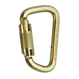 Fusion Climb Tacoma Steel Triple Lock With Key Nose Modified D-Shaped Carabiner , Gold