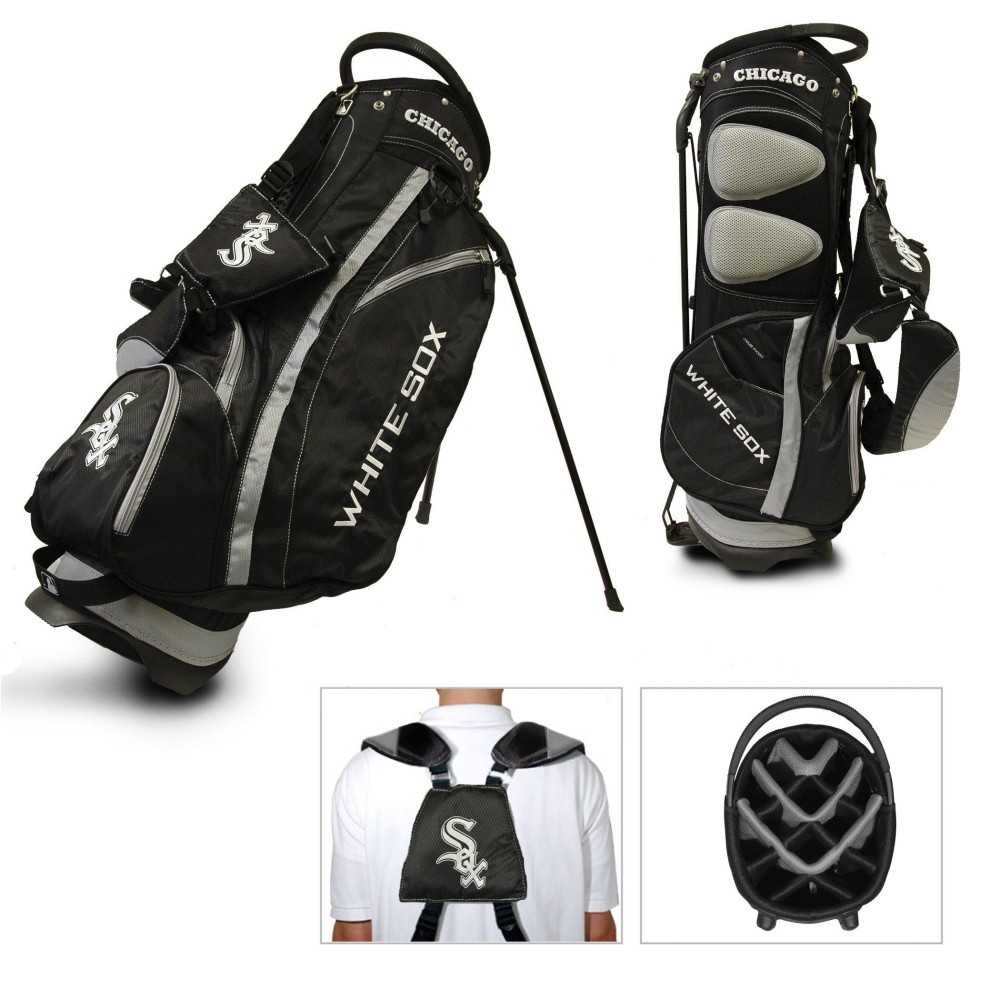 Team Golf Mlb Chicago White Sox Fairway Golf Stand Bag, Lightweight, 14-Way Top, Spring Action Stand, Insulated Cooler Pocket, Padded Strap, Umbrella Holder & Removable Rain Hood