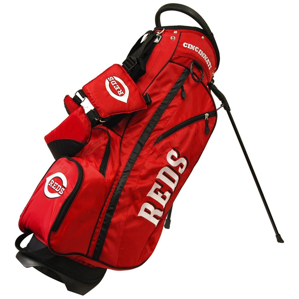 Team Golf Mlb Cincinnati Reds Fairway Golf Stand Bag, Lightweight, 14-Way Top, Spring Action Stand, Insulated Cooler Pocket, Padded Strap, Umbrella Holder & Removable Rain Hood