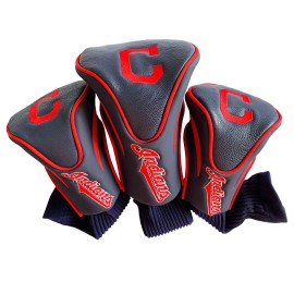 Team Golf 95794 Mlb Cleveland Indians Contour Golf Club Headcovers (3 Count), Numbered 1, 3, & X, Fits Oversized Drivers, Utility, Rescue & Fairway Clubs, Velour Lined For Extra Club Protection, Multi
