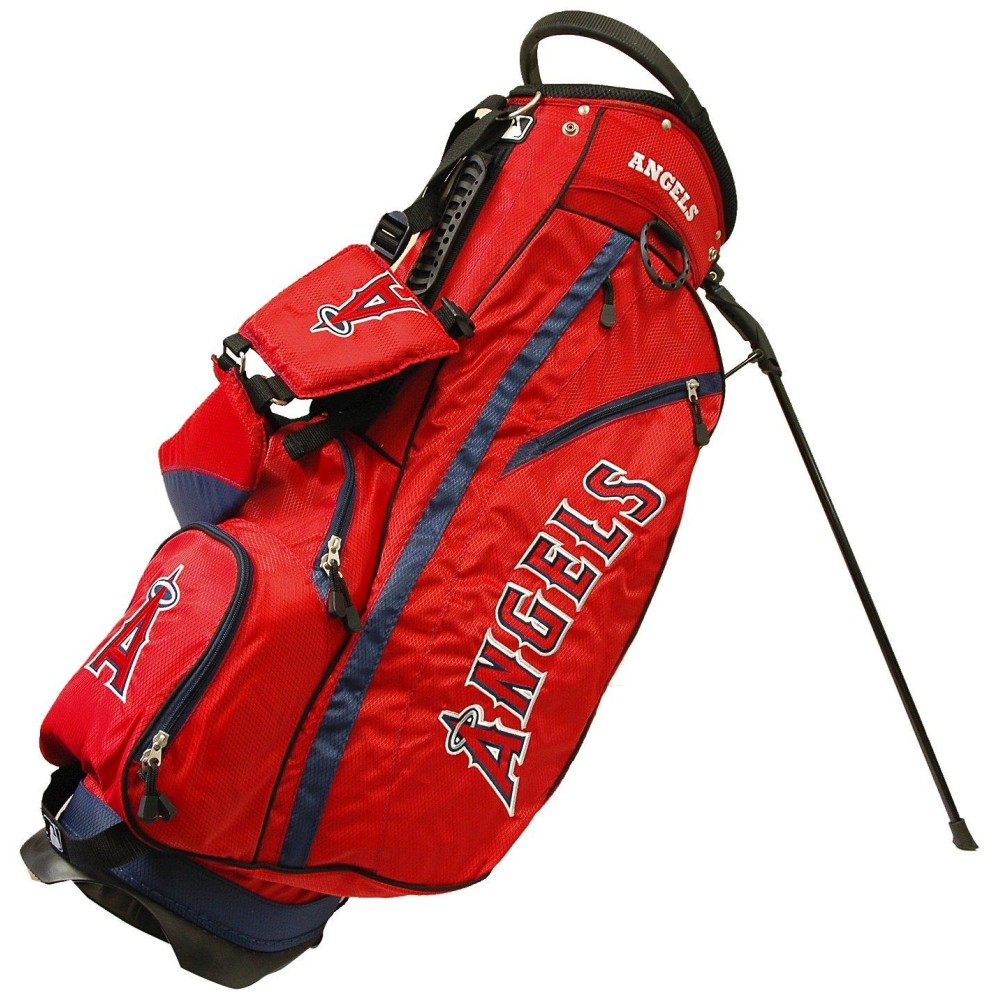 Team Golf Mlb Los Angeles Angels Fairway Golf Stand Bag, Lightweight, 14-Way Top, Spring Action Stand, Insulated Cooler Pocket, Padded Strap, Umbrella Holder & Removable Rain Hood