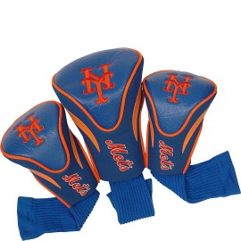 Team Golf Mlb New York Mets Contour Golf Club Headcovers (3 Count), Numbered 1, 3, & X, Fits Oversized Drivers, Utility, Rescue & Fairway Clubs, Velour Lined For Extra Club Protection