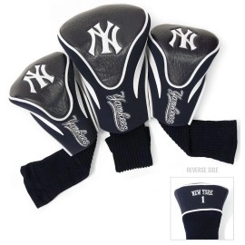 Team Golf MLB New York Yankees Contour Golf Club Headcovers (3 Count), Numbered 1, 3, & X, Fits Oversized Drivers, Utility, Rescue & Fairway Clubs, Velour lined for Extra Club Protection