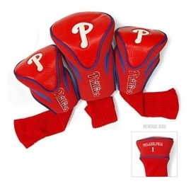 Team Golf Mlb Philadelphia Phillies Contour Golf Club Headcovers (3 Count), Numbered 1, 3, & X, Fits Oversized Drivers, Utility, Rescue & Fairway Clubs, Velour Lined For Extra Club Protection
