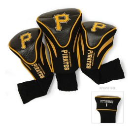 Team Golf MLB Pittsburgh Pirates Contour Golf Club Headcovers (3 Count), Numbered 1, 3, & X, Fits Oversized Drivers, Utility, Rescue & Fairway Clubs, Velour lined for Extra Club Protection