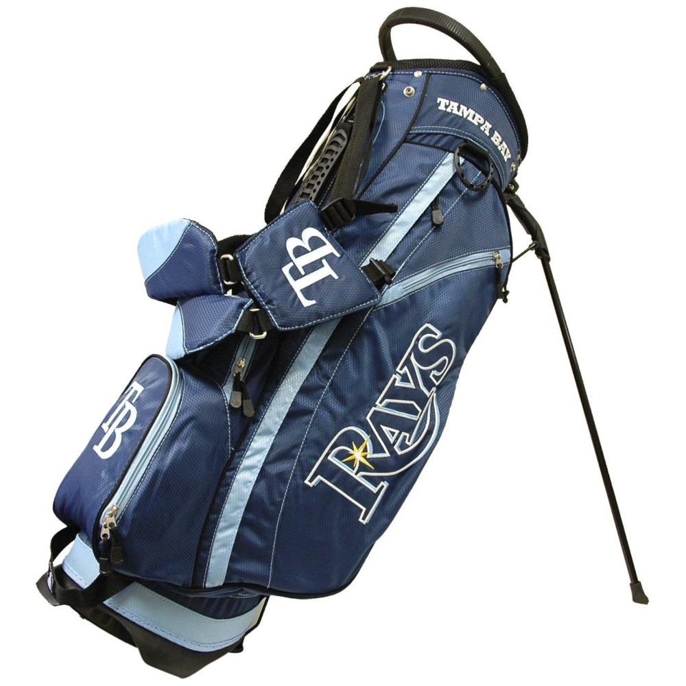 Team Golf Mlb Tampa Bay Rays Fairway Golf Stand Bag, Lightweight, 14-Way Top, Spring Action Stand, Insulated Cooler Pocket, Padded Strap, Umbrella Holder & Removable Rain Hood