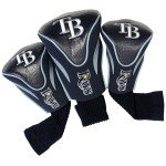 Team Golf MLB Tampa Bay Rays Contour Golf Club Headcovers (3 Count), Numbered 1, 3, & X, Fits Oversized Drivers, Utility, Rescue & Fairway Clubs, Velour lined for Extra Club Protection