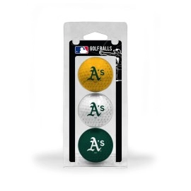 Team Golf MLB Oakland Athletics Regulation Size Golf Balls, 3 Pack, Full Color Durable Team Imprint, 96905