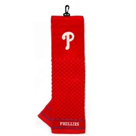 Team Golf MLB Philadelphia Phillies Embroidered Golf Towel, Checkered Scrubber Design, Embroidered Logo