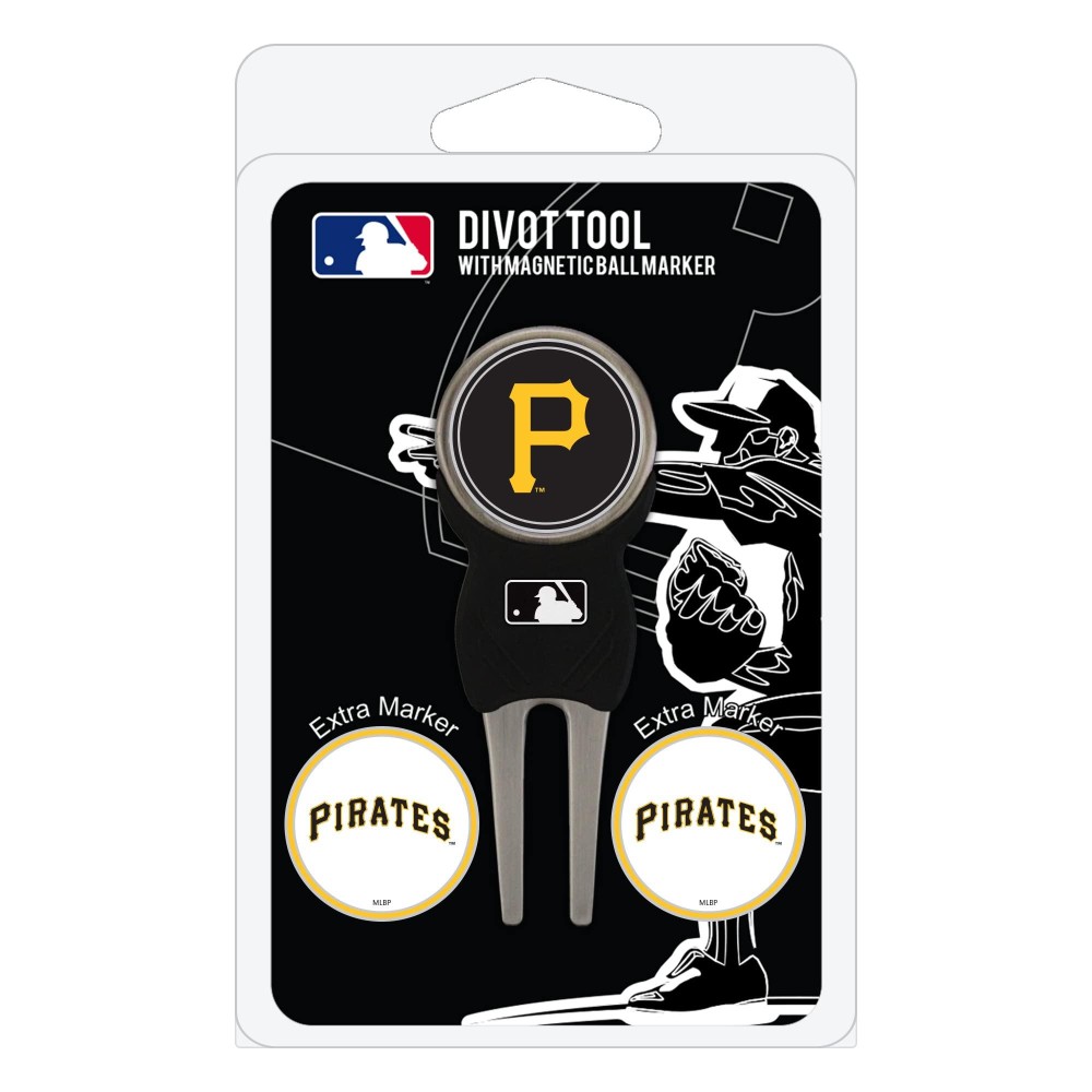 Team Golf Mlb Pittsburgh Pirates Divot Tool With 3 Golf Ball Markers Pack, Markers Are Removable Magnetic Double-Sided Enamel