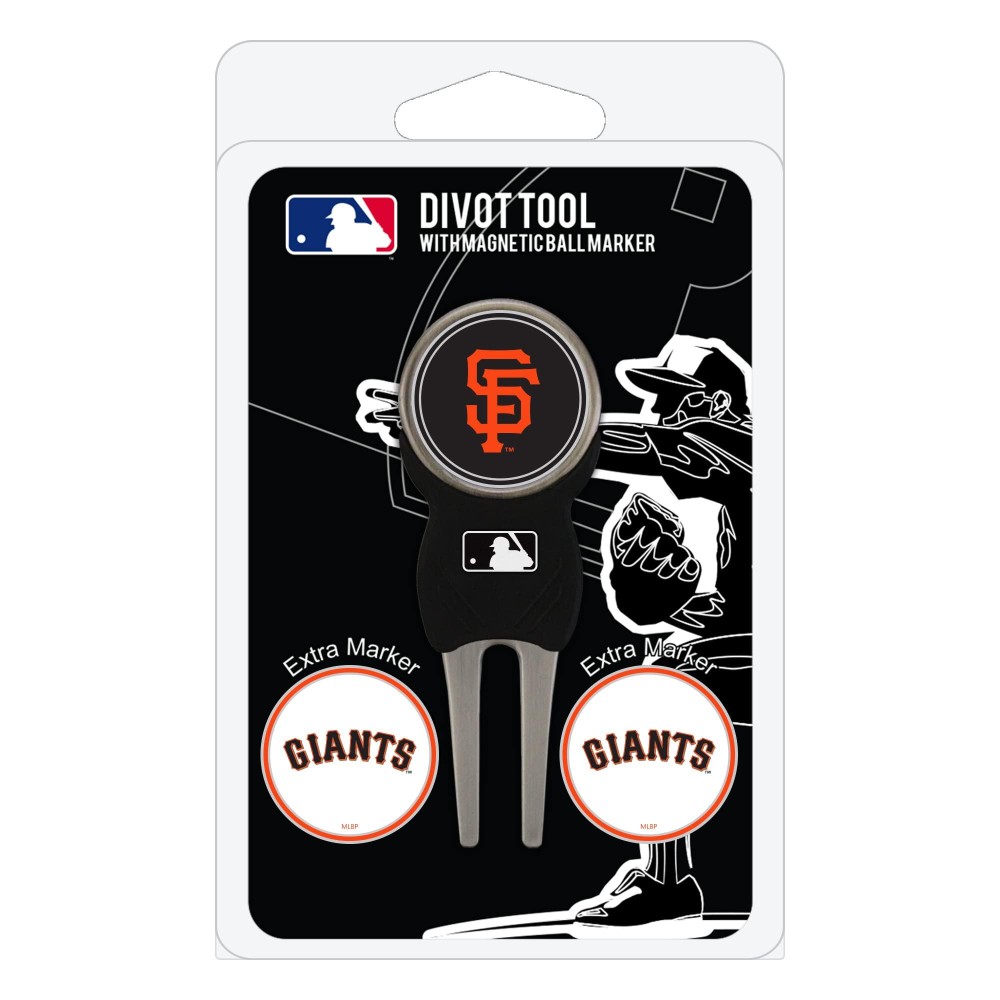 Team Golf MLB San Francisco Giants Divot Tool with 3 Golf Ball Markers Pack, Markers are Removable Magnetic Double-Sided Enamel, multi team color, one size (97345)