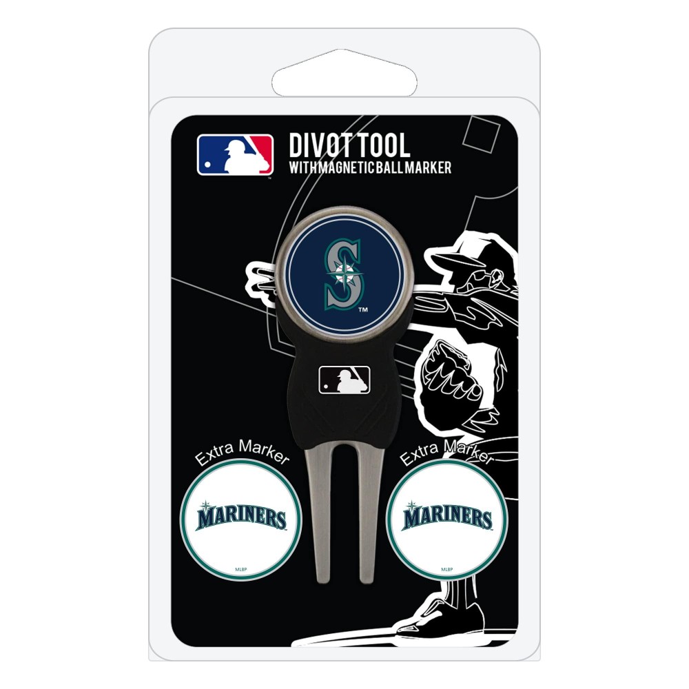 TEAM GOLF MLB Seattle Mariners Divot Tool with 3 Golf Ball Markers Pack, Markers are Removable Magnetic Double-Sided Enamel, multi team color, one size (97445)
