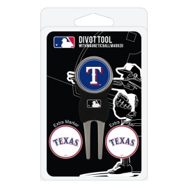 Team Golf Mlb Texas Rangers Divot Tool With 3 Golf Ball Markers Pack, Markers Are Removable Magnetic Double-Sided Enamel