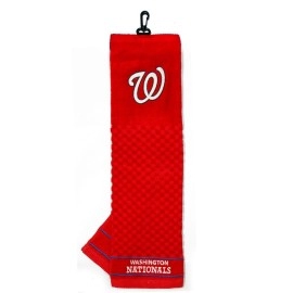 TEAM GOLF MLB Washington Nationals Embroidered Golf Towel, Checkered Scrubber Design, Embroidered Logo, Multi Team Color, One Size, (97910)