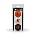 Team Golf Mlb Baltimore Orioles Regulation Size Golf Balls, 3 Pack, Full Color Durable Team Imprint,Black
