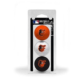 Team Golf Mlb Baltimore Orioles Regulation Size Golf Balls, 3 Pack, Full Color Durable Team Imprint,Black