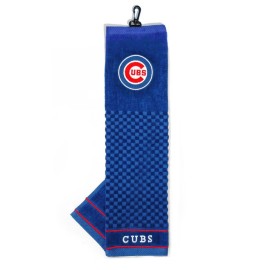 Team Golf MLB Chicago Cubs Embroidered Golf Towel, Checkered Scrubber Design, Embroidered Logo