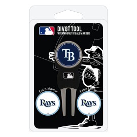 Team Golf Mlb Tampa Bay Rays Divot Tool With 3 Golf Ball Markers Pack, Markers Are Removable Magnetic Double-Sided Enamel, Multi Team Color, One Size (97645)