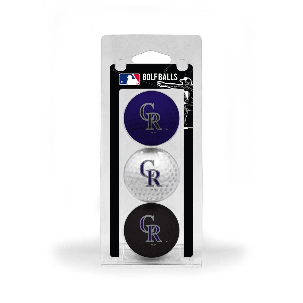 Team Golf MLB Colorado Rockies Regulation Size Golf Balls, 3 Pack, Full Color Durable Team Imprint