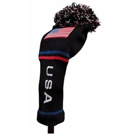 JP Lann USA Flag Pom Pom Head Cover Available in Driver, Fairway/Hybrid or Putter Size (Each Sold Separately) (Putter)