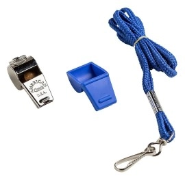 American Whistle Corporation American Classic Whistle - 126 Db Solid Brass Whistle With Lanyards And Safe-T-Tip - Made In America (Blue)