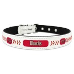 MLB Arizona Diamondbacks Classic Leather Baseball Dog Collar (Small)