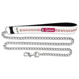 MLB St. Louis Cardinals Baseball Leather Chain Leash, 2.5 mm