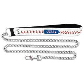 MLB Texas Rangers Baseball Leather Chain Leash, 3.5 mm