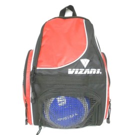 VIZARI Solano Soccer Backpack With Ball Compartment - Soccer Ball Bag With Vented Ball Pocket and Mesh Side Cargo Pockets Fits Size 5 Ball, Red - Heavy Duty, Large Size Soccer Bags For Boys and Girls