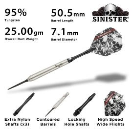 Viper by GLD Products Sinister 95% Tungsten Steel Tip Darts, 25 Grams,Silver,23-3811-25