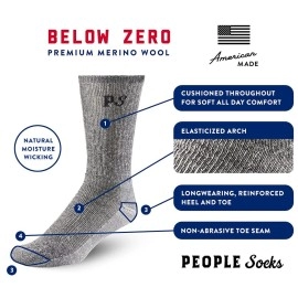 People Socks Large 4pairs Men and Women Merino Wool Socks Charcoal Black Large Made in USA