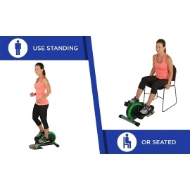 Stamina Inmotion E1000 Compact Strider - Seated Elliptical with Smart Workout App - Foot Pedal Exerciser for Home Workout - Up to 250 lbs Weight Capacity - Black/Green