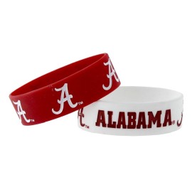 NCAA Alabama Crimson Tide Silicone Rubber Bracelet, 2-Pack