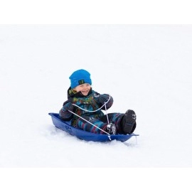 Lucky Bums Kids 35 Inch 1 Person Plastic Snow Toboggan Sled with Built in Handles and Pull Rope for Children Ages 8 and Up, Blue